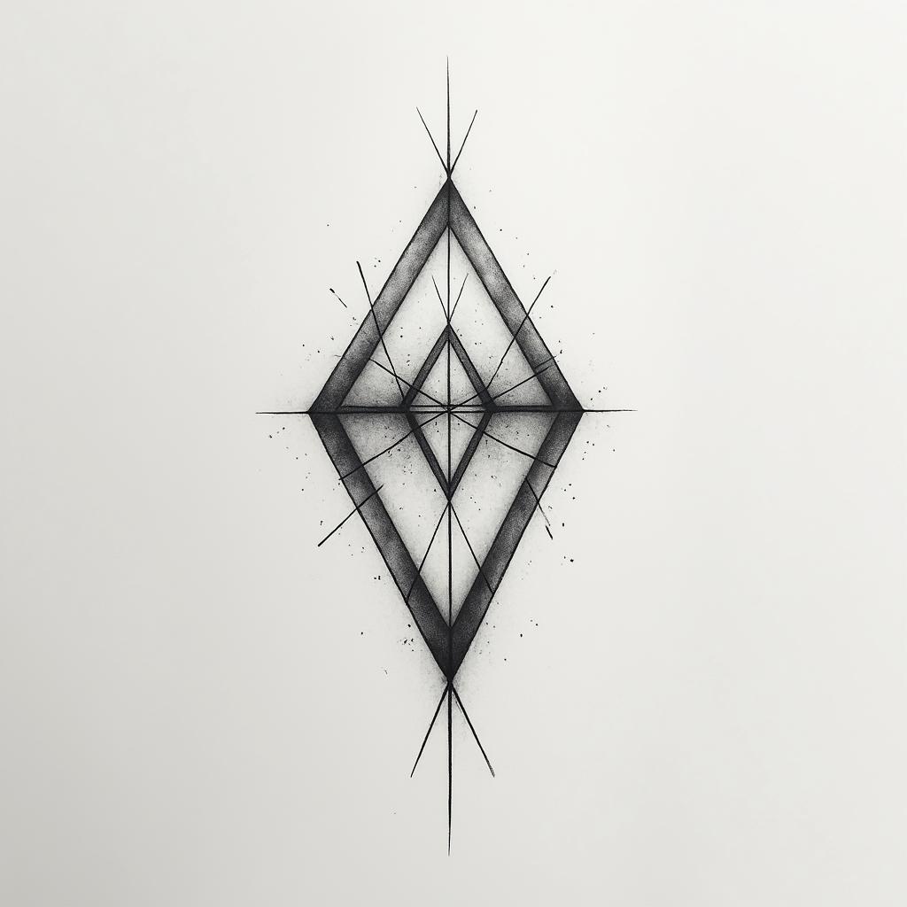 Michael myersin minimalist style tattoo, featuring simple shapes and fine lines, with minimal shading and details, tiny triangles, creating a sense of balance and harmony - Variation 2