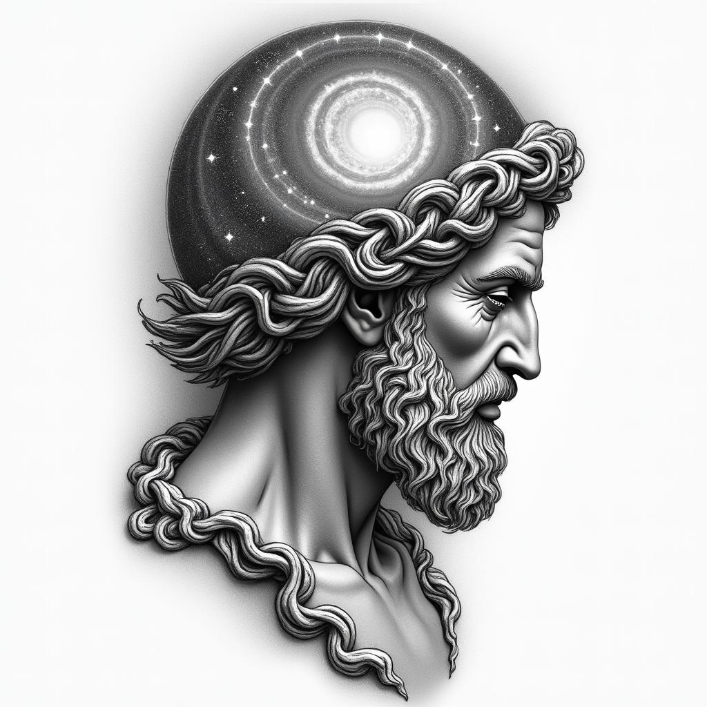 Some galaxies along with gods on Olympushigly detailed tattoo - Variation 1