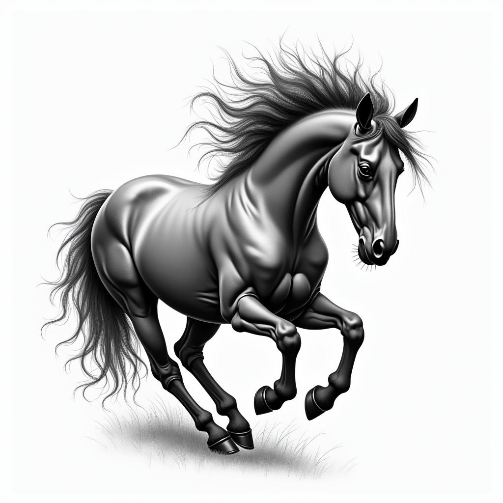 A wild horsein bohemian style tattoo, 8k