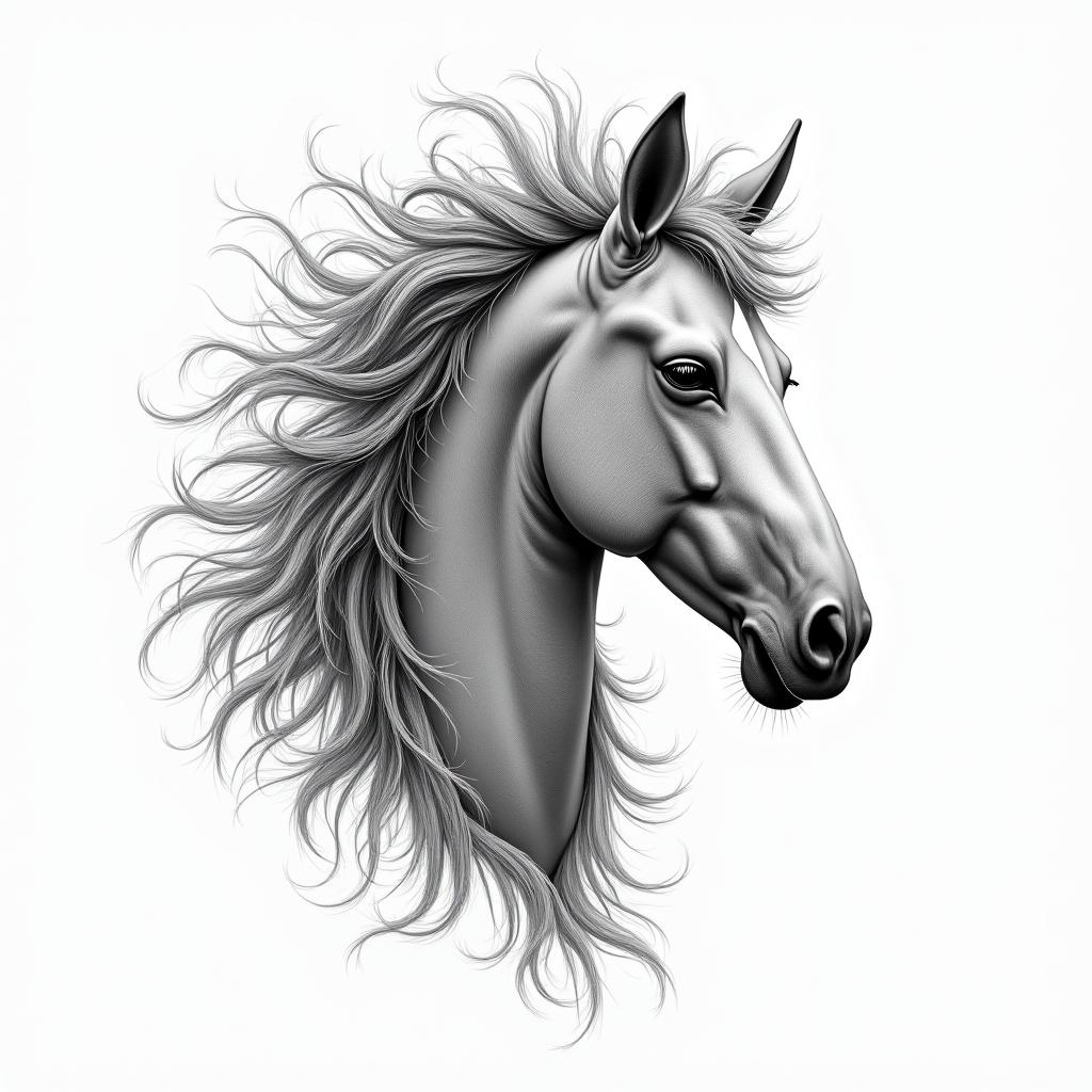 A wild horsein bohemian style tattoo, 8k - Variation 4