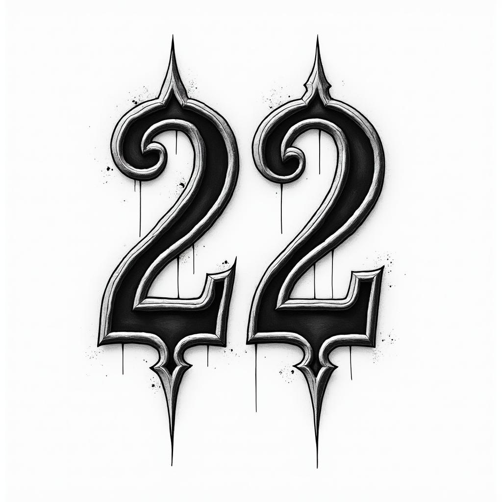I would like a tattoo with the Roman number 15 and the normal number 22, and next to it I would like something that refers to Beyonce, like something cowboy-like.in authentic tattoo style, incorporating traditional modifications, bold black outlines, solid color fills, featuring classic authentic elements - Variation 2