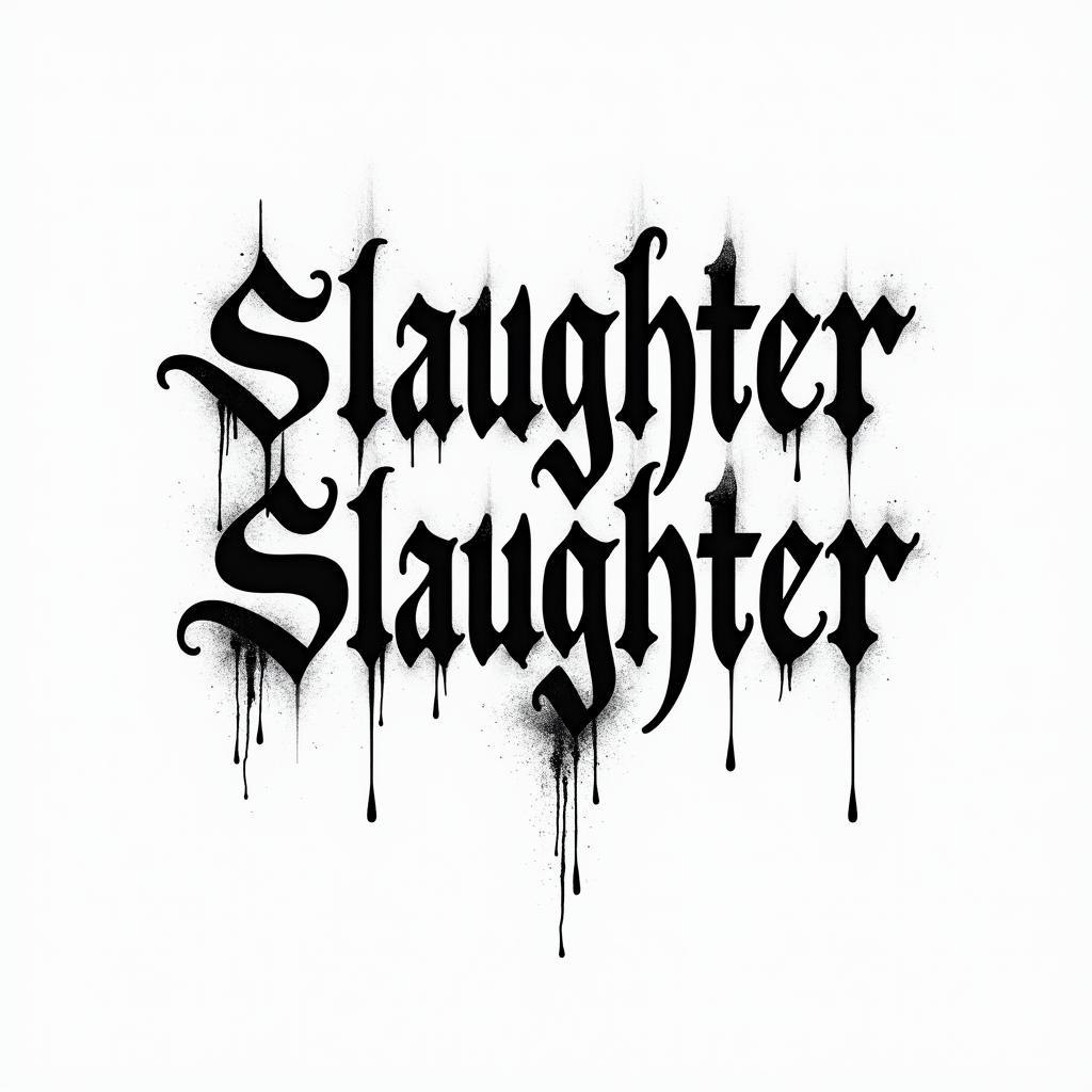 Slaughtertext-based tattoo, gothic font ultra-realistic, perfectly placed, high-quality font design, photo-realistic shading, 8k, high quality, finely detailed typography - Variation 3