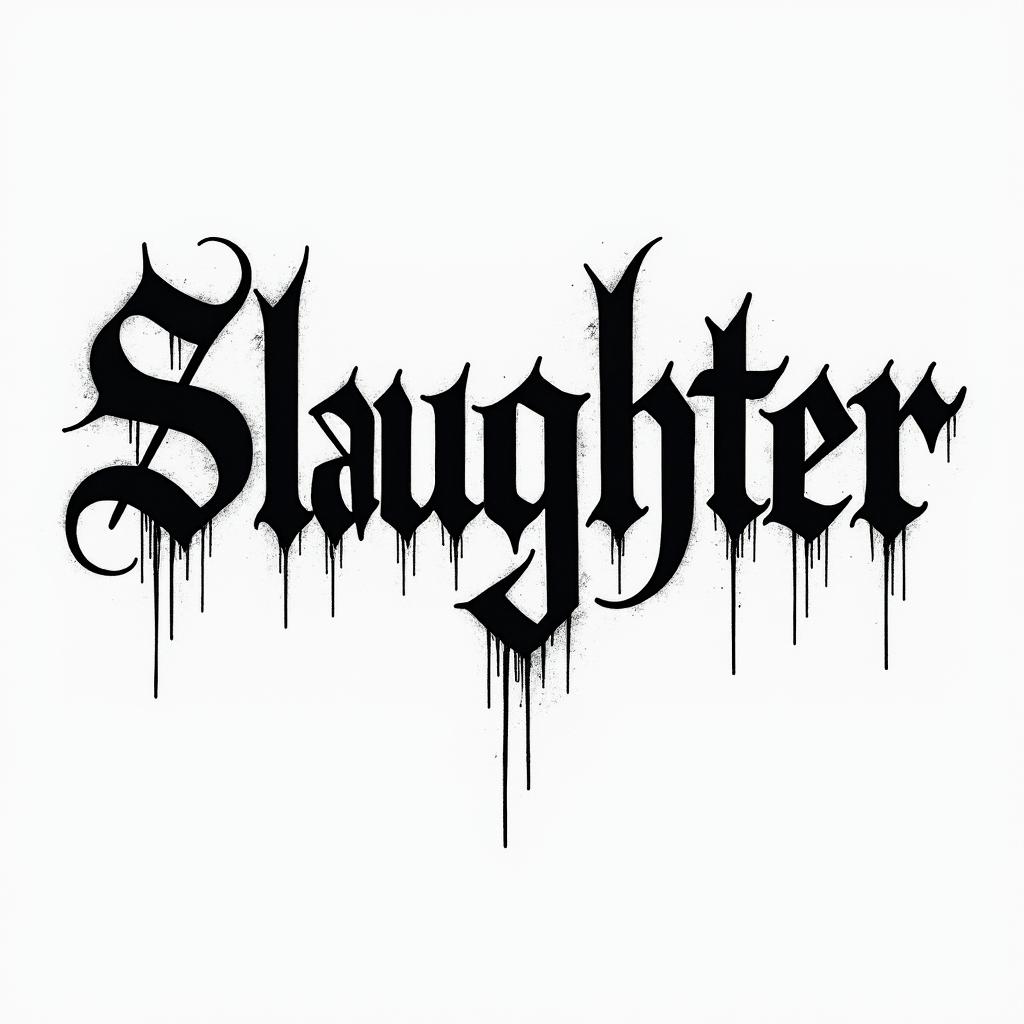 Slaughtertext-based tattoo, gothic font ultra-realistic, perfectly placed, high-quality font design, photo-realistic shading, 8k, high quality, finely detailed typography - Variation 2