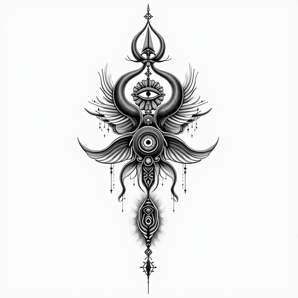 Ricardo Sagittarius 1981in spiritual symbols tattoo style, featuring an intricate design incorporating elements, Hamsa hand, third eye, minimalist composition - Variation 1