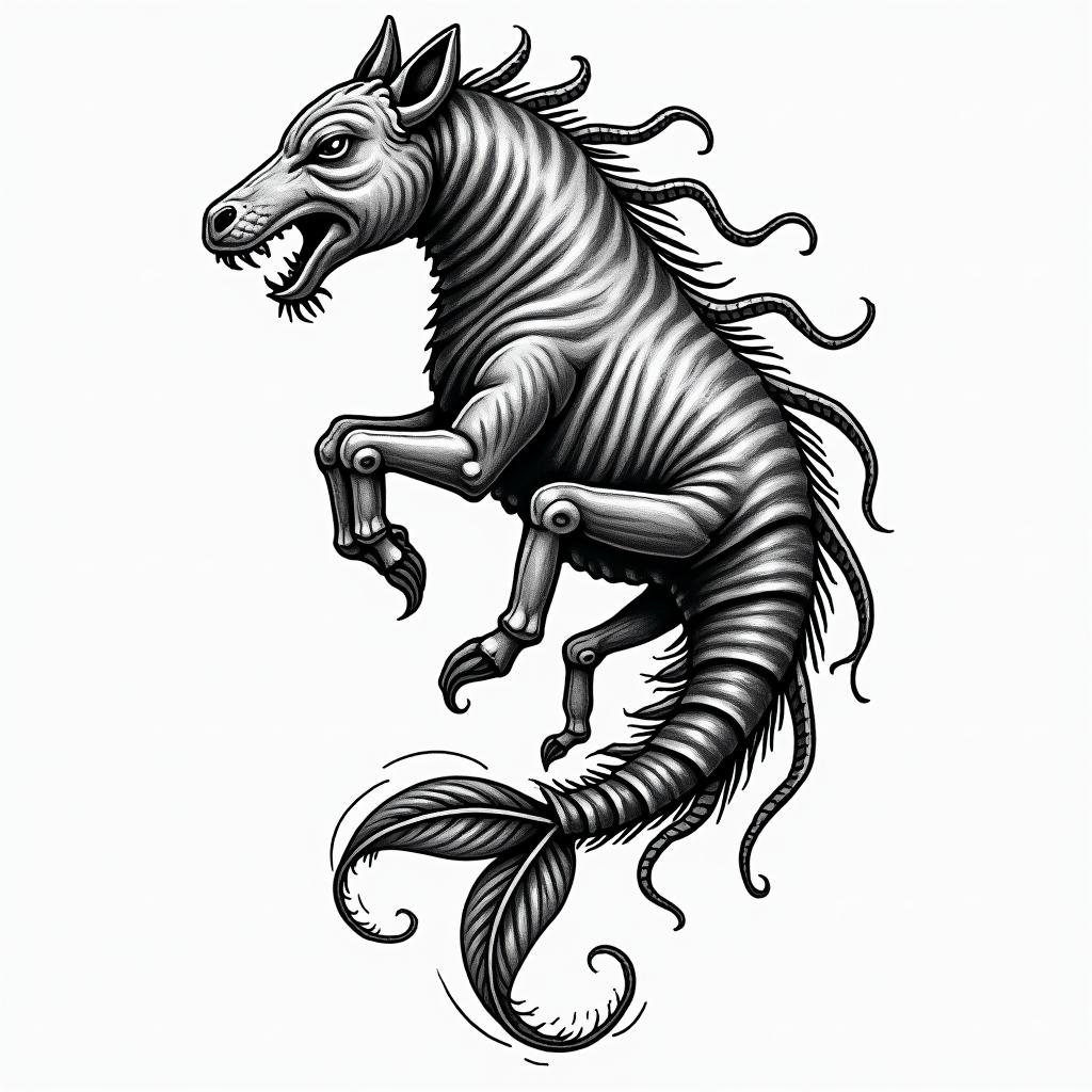 Cancer zodiacin authentic tattoo style, incorporating traditional modifications, bold black outlines, solid color fills, featuring classic authentic elements - Variation 2