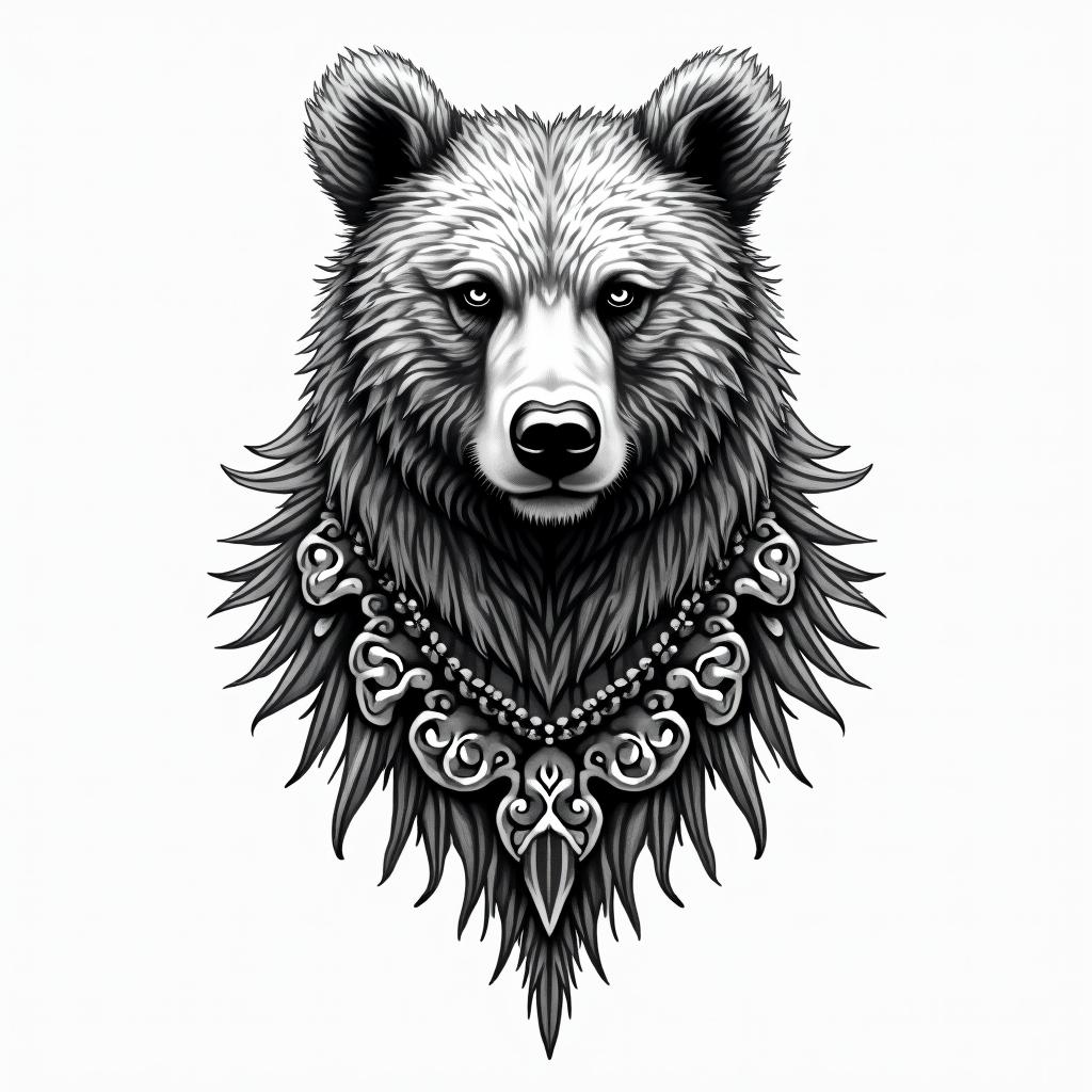 A bearin bohemian style tattoo, 8k - Variation 3