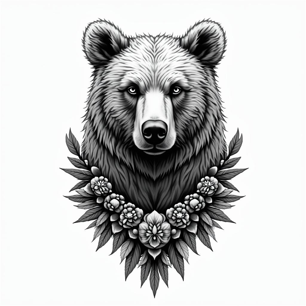 A bearin bohemian style tattoo, 8k - Variation 2