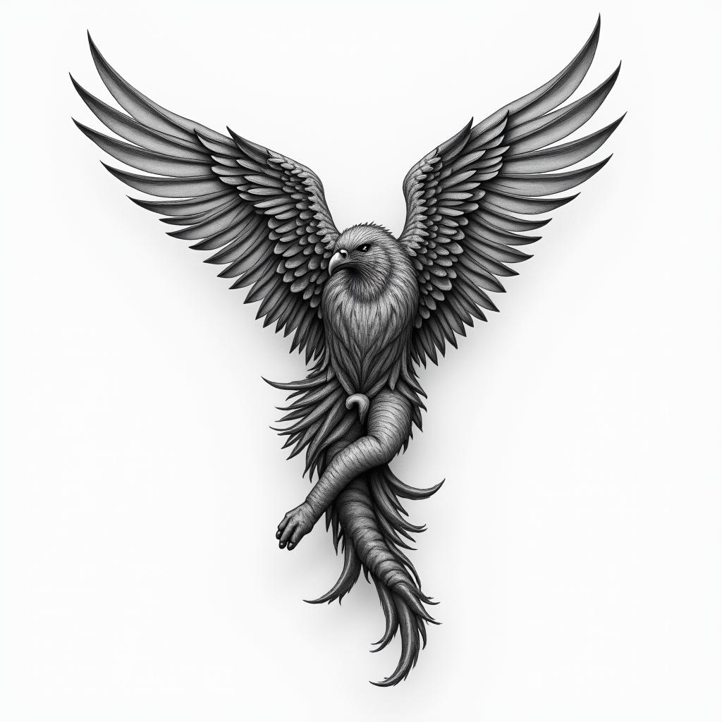 One wing, ankle,higly detailed tattoo - Variation 5