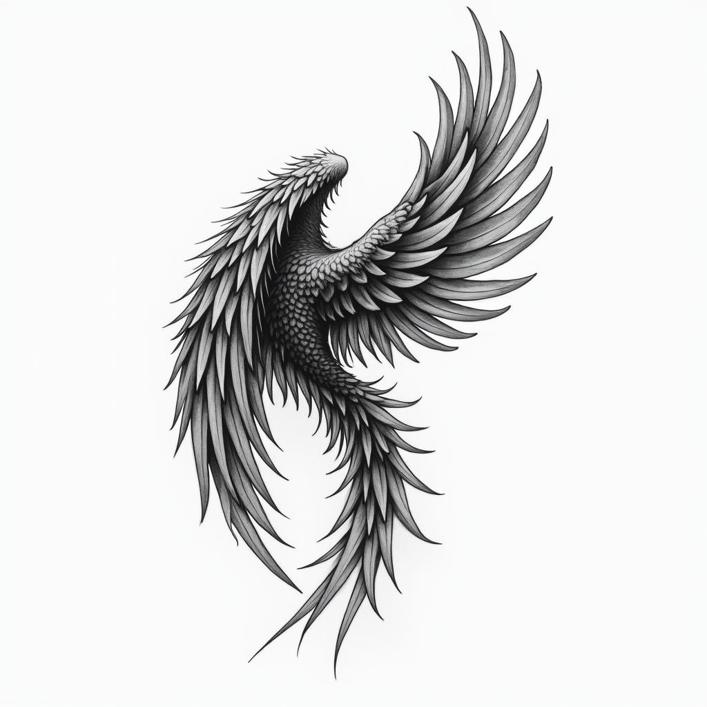 One wing, ankle,higly detailed tattoo - Variation 7