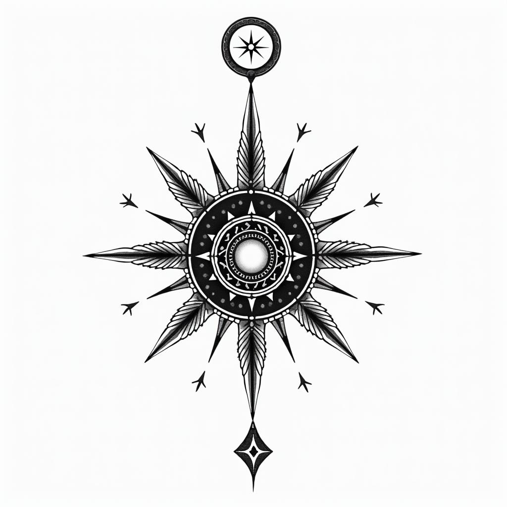 Destiny, Taurus, Floridain spiritual symbols tattoo style, featuring an intricate design incorporating elements, Hamsa hand, third eye, minimalist composition