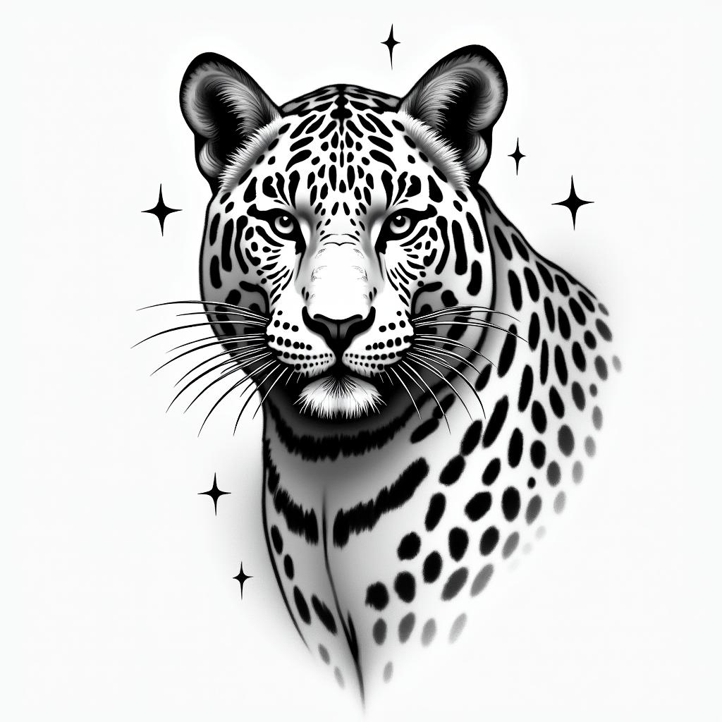 Leopard printin bohemian style tattoo, 8k - Variation 2