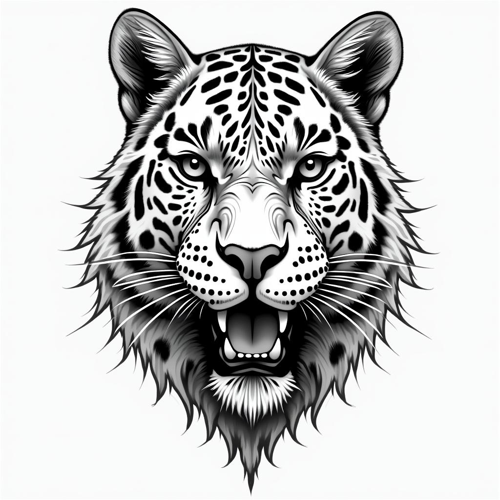 Leopard printin bohemian style tattoo, 8k - Variation 3