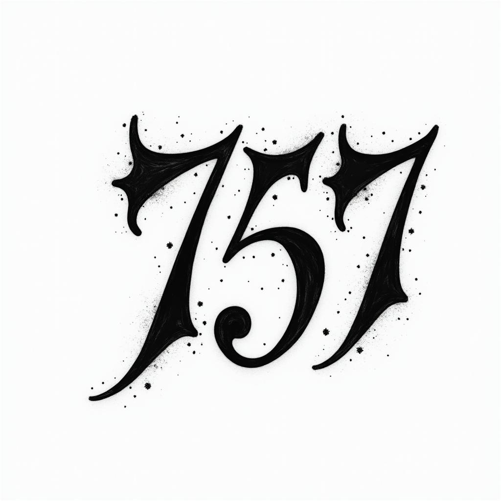 Area code 757text-based tattoo, gothic font ultra-realistic, perfectly placed, high-quality font design, photo-realistic shading, 8k, high quality, finely detailed typography - Variation 2