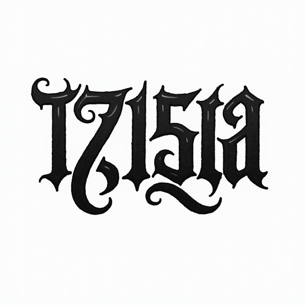 Area code 757text-based tattoo, gothic font ultra-realistic, perfectly placed, high-quality font design, photo-realistic shading, 8k, high quality, finely detailed typography - Variation 4