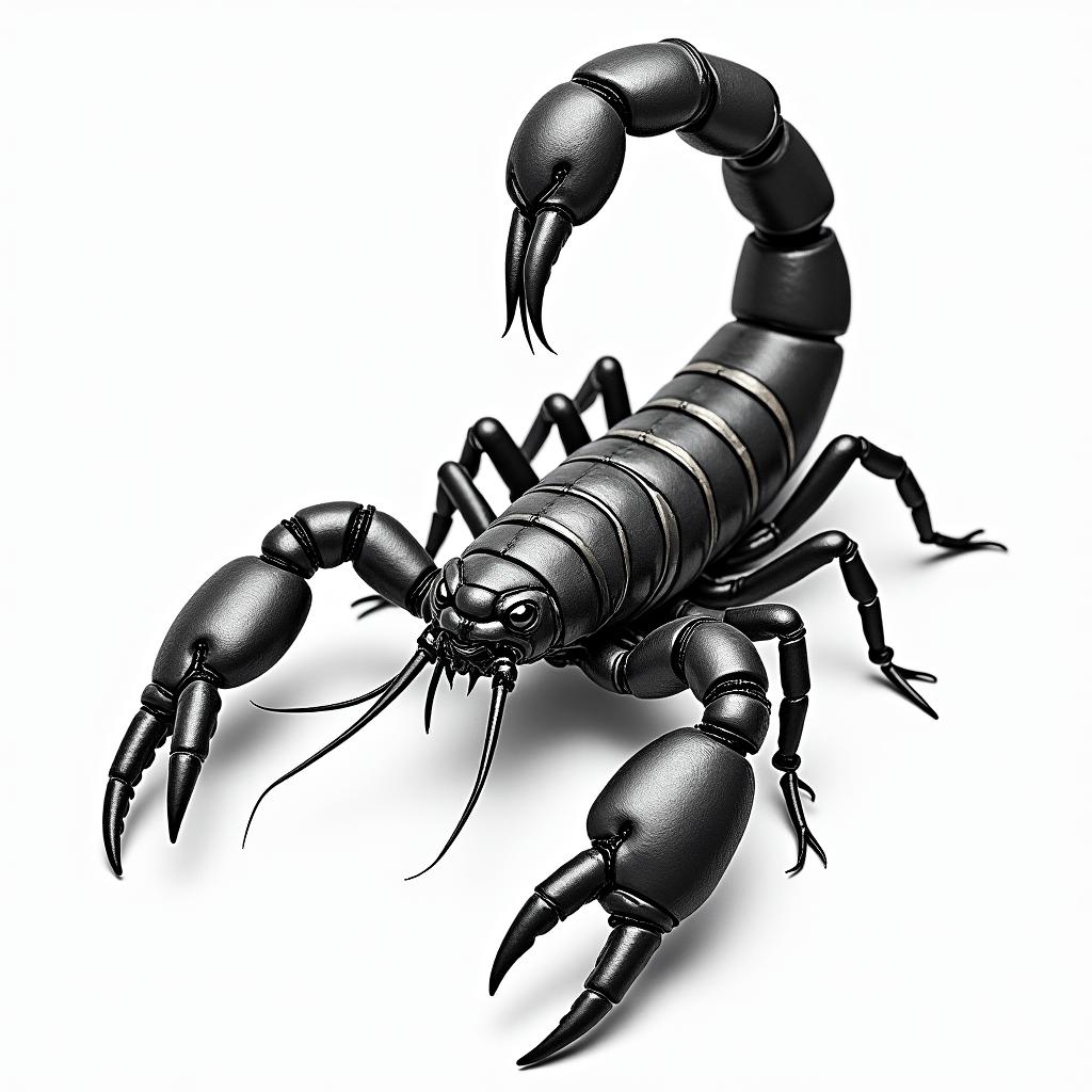 Scorpion with sharp, detailed clawsin authentic tattoo style, incorporating traditional modifications, bold black outlines, solid color fills, featuring classic authentic elements