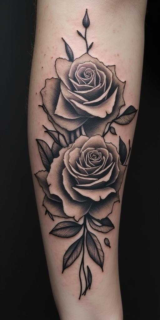 2 roses with word सन्तोष above them surrounded by a Māori patternhigly detailed tattoo - Variation 4