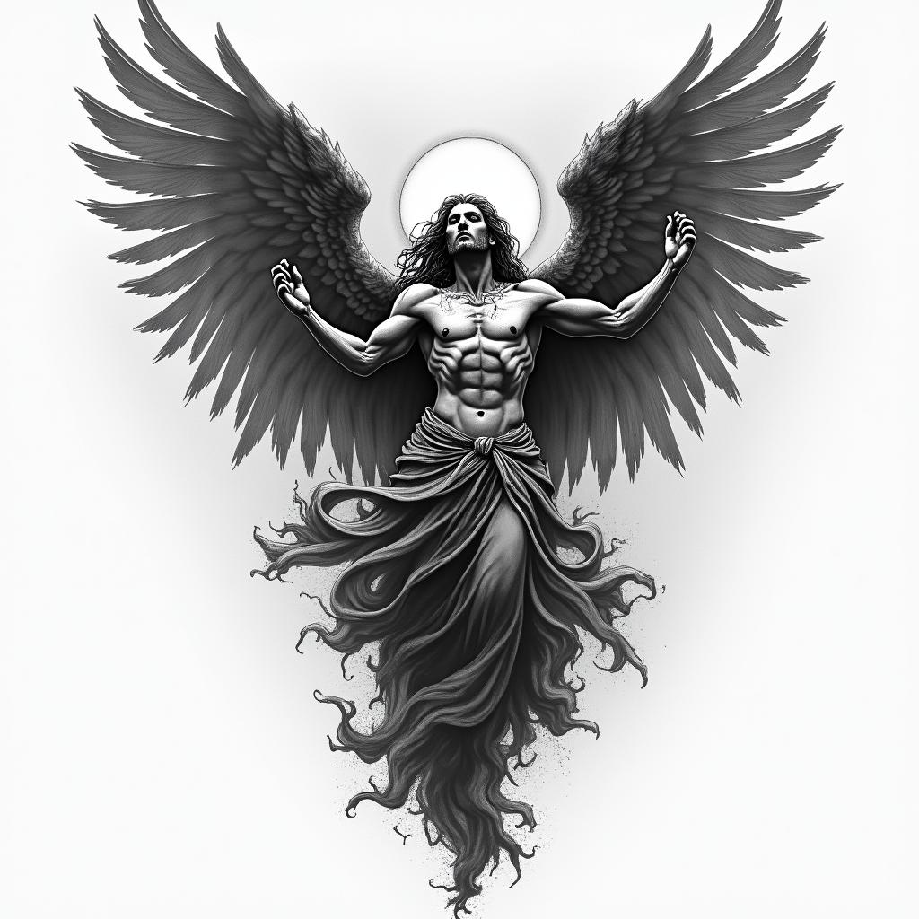 Heaven and 
hell battlehigly detailed tattoo - Variation 4