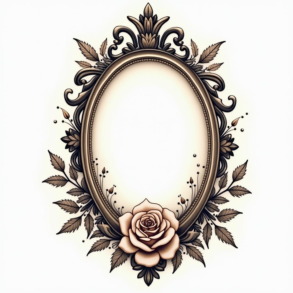 Bubbles 
sparkle simplein victorian style tattoo, featuring vintage and elegant elements, ornate frames, roses, antique, sepia-toned color scheme - Variation 2