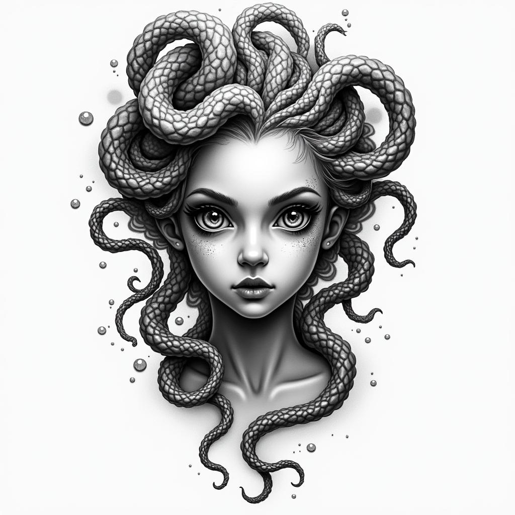Medusa child likehigly detailed tattoo - Variation 4
