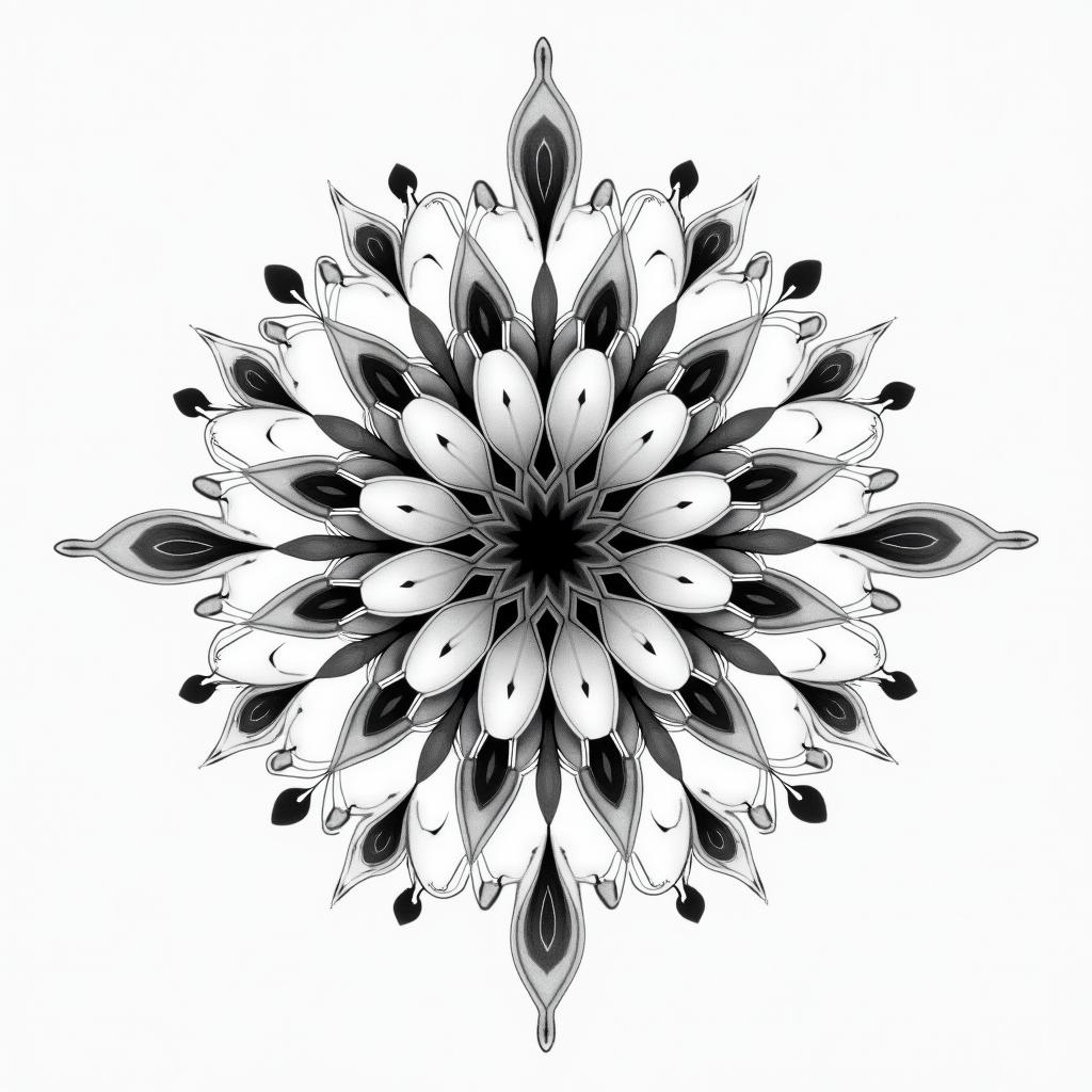 Bubbles 
sparkle simple in geometric style tattoo, blending hexagons, mandala-inspired patterns, symmetrical and fractal design, clean lines, sharp angles - Variation 3