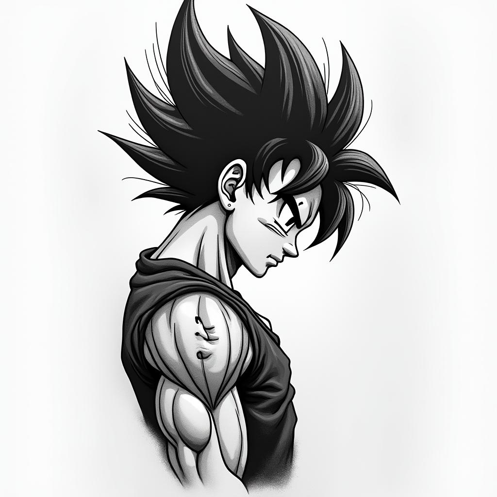 dragonballin portrait tattoo style, featuring a highly realistic and detailed depiction  - Variation 2