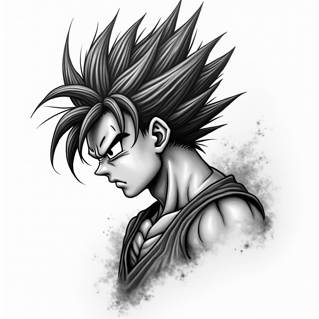 dragonballin portrait tattoo style, featuring a highly realistic and detailed depiction  - Variation 4
