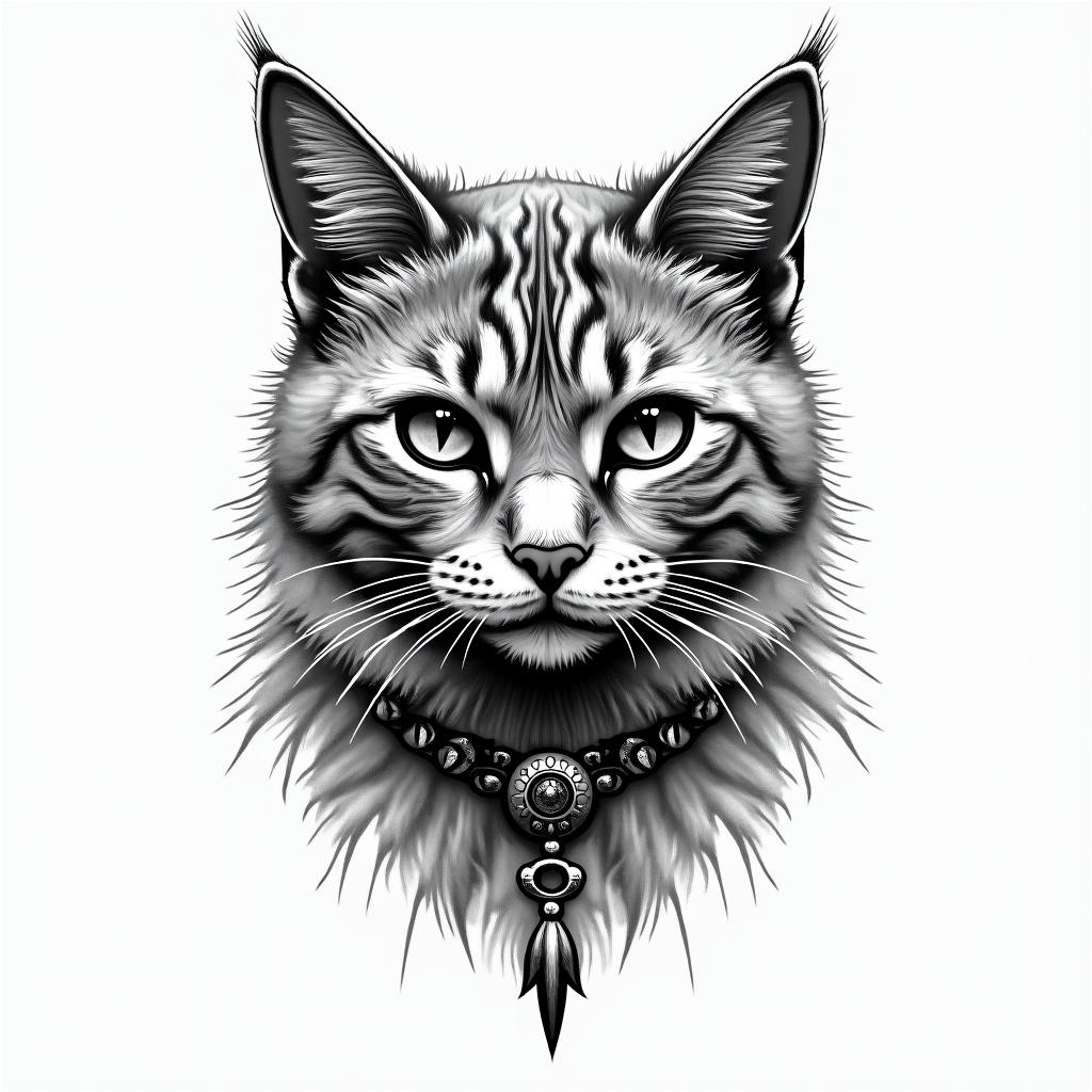 Simple Gypsy cathigly detailed tattoo