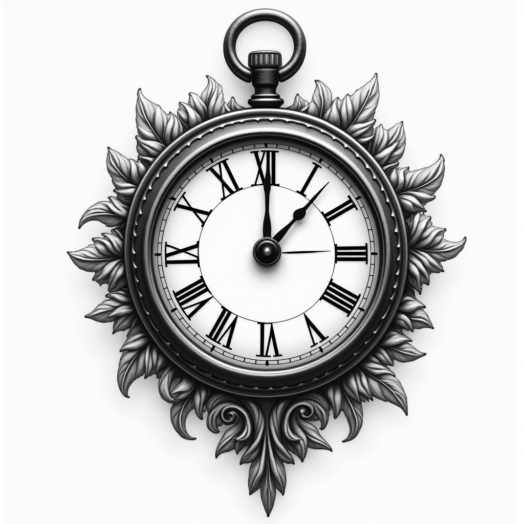 Timeless clockhigly detailed tattoo - Variation 4