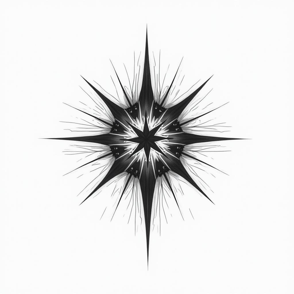 Make me a tattoo of a star and abstract lines.higly detailed tattoo