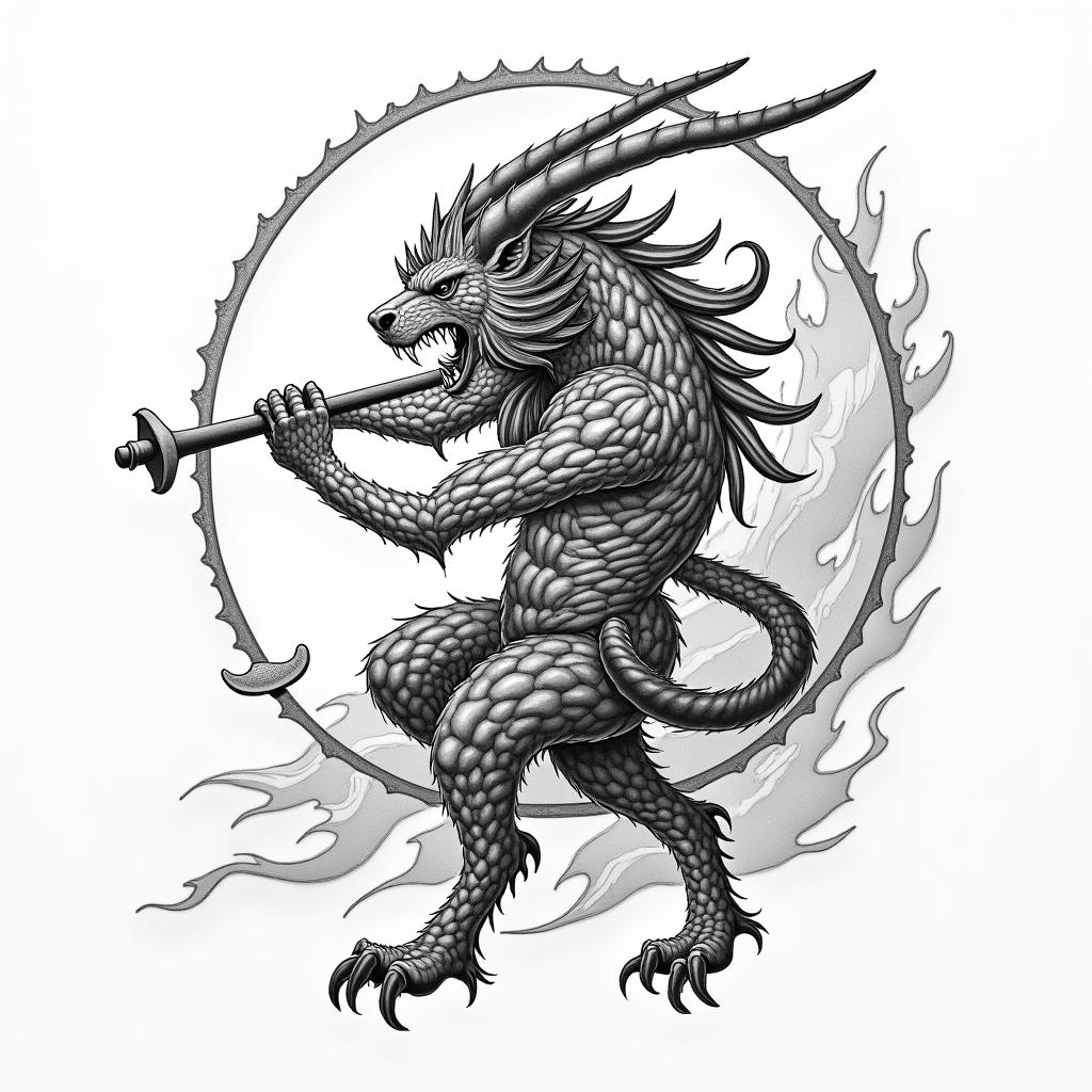 SCC, billiards, Sagittariusin japanese style tattoo, detailed tattoo, traditional japanese culture tattoo, mythology, 8k - Variation 4