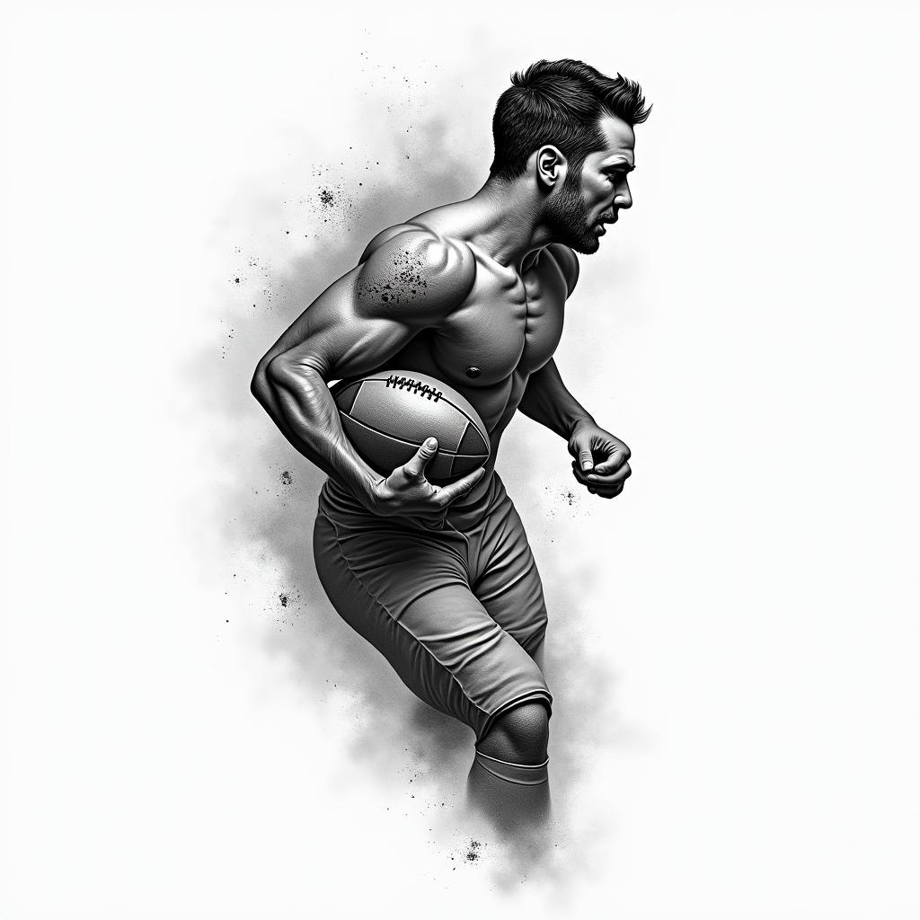 Generate a football design for the right arm.higly detailed tattoo - Variation 1