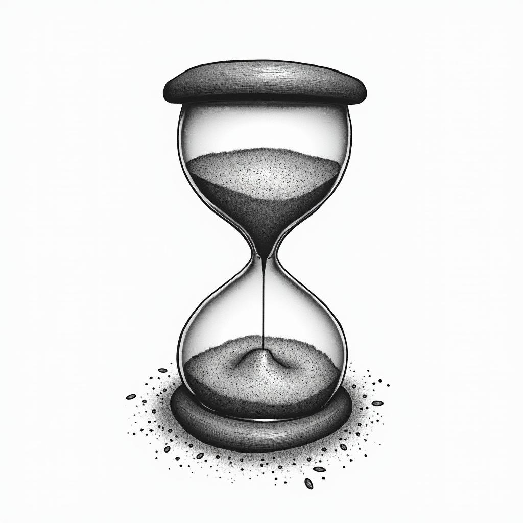 Date of birth, hourglass, sand, hand, Ephesians 3higly detailed tattoo - Variation 2