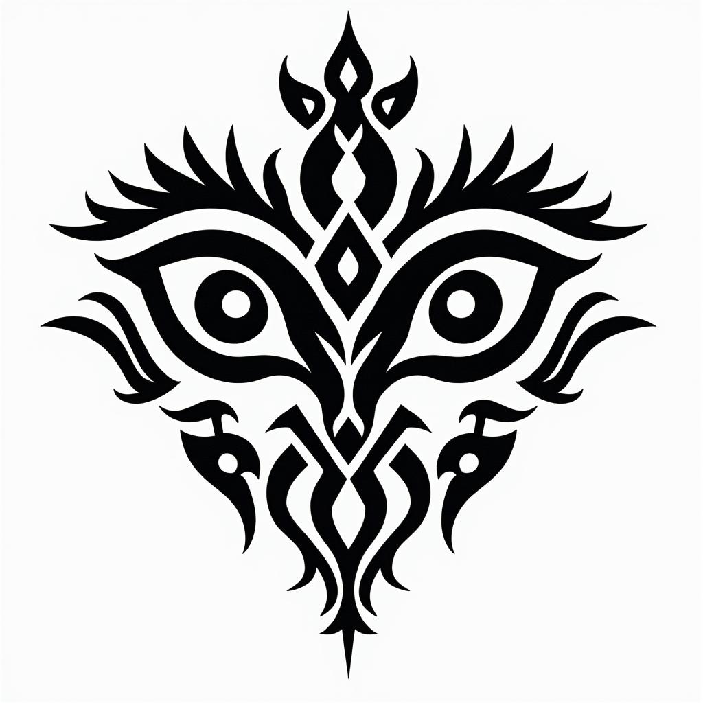 Eyesin tribal tattoo style, featuring bold and black geometric shapes, curved lines, intertwine and flow seamlessly, creating a powerful and symbolic design, polynesian and maori styles