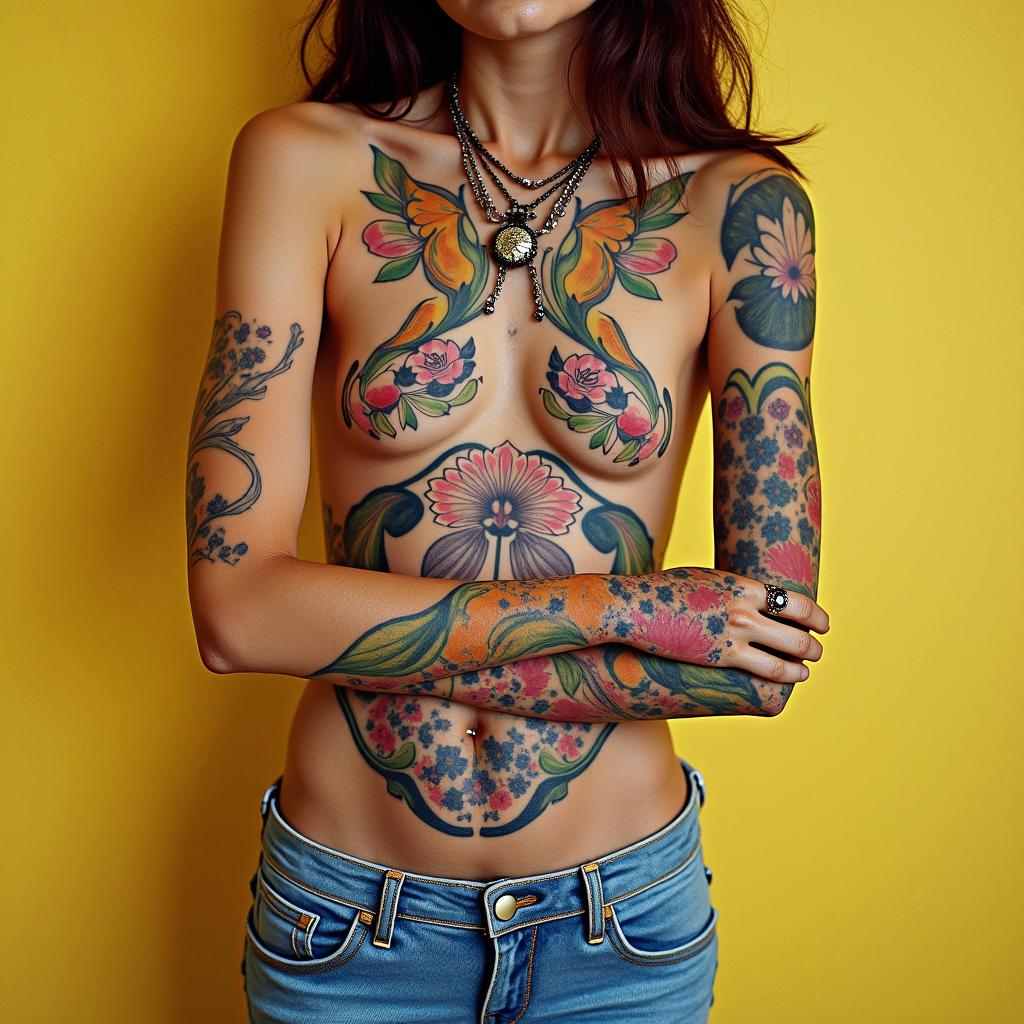 Birth worker, Sagittarius, lover of babies, artin pop art style tattoo, featuring bold and vibrant colors, exaggerated outlines, iconic imagery, inspired by comic books and speech bubbles, comic book characters, retro pop culture - Variation 2