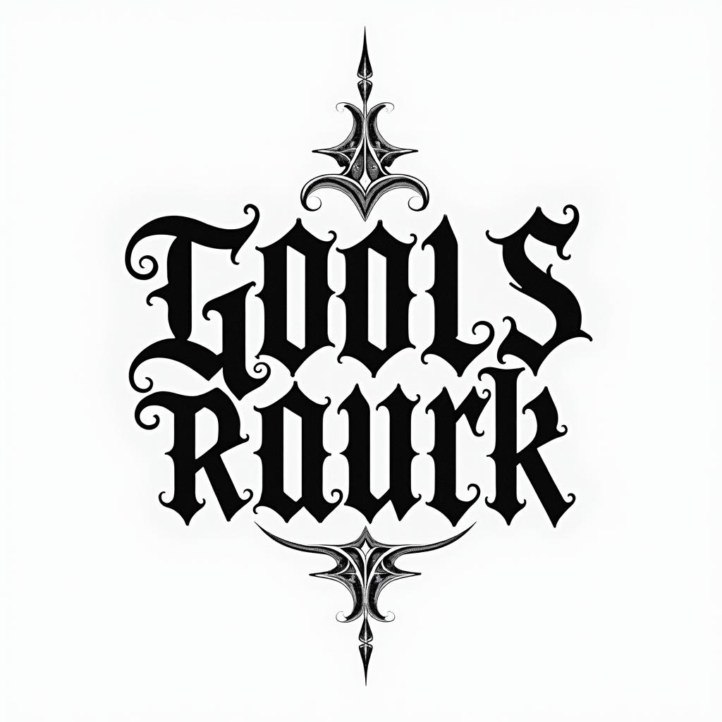 Nicolastext-based tattoo, gothic font ultra-realistic, perfectly placed, high-quality font design, photo-realistic shading, 8k, high quality, finely detailed typography - Variation 2