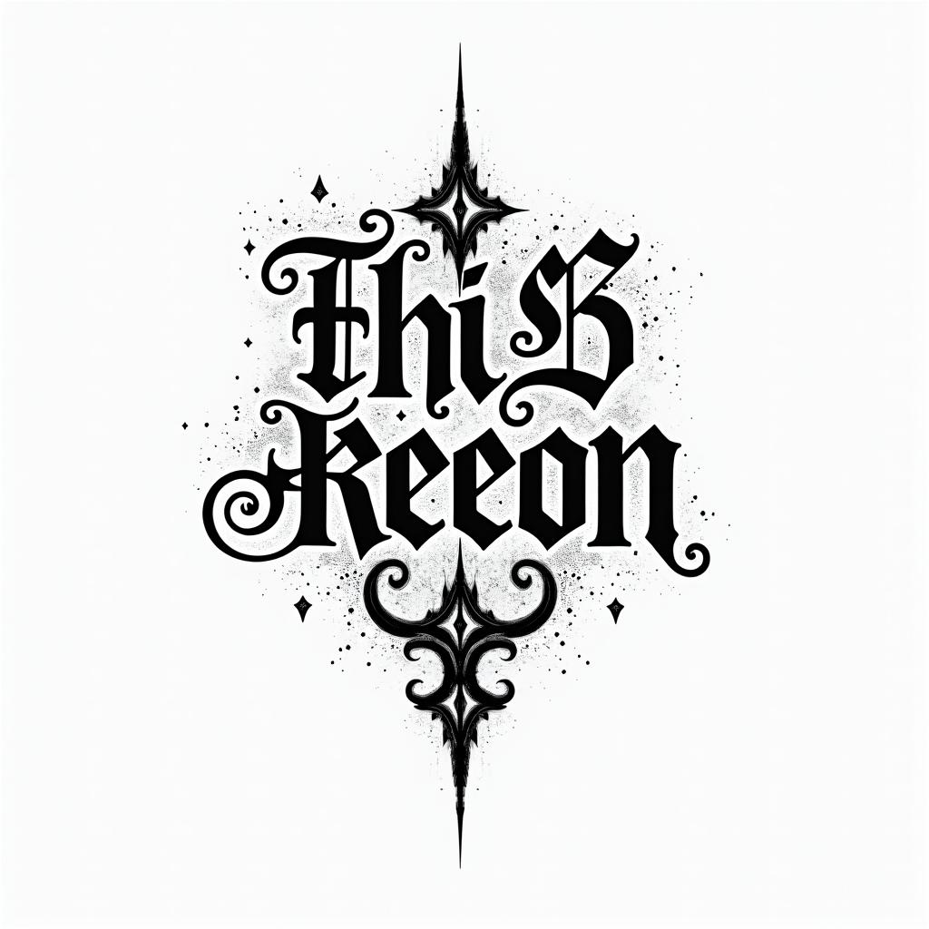 Nicolastext-based tattoo, gothic font ultra-realistic, perfectly placed, high-quality font design, photo-realistic shading, 8k, high quality, finely detailed typography - Variation 4