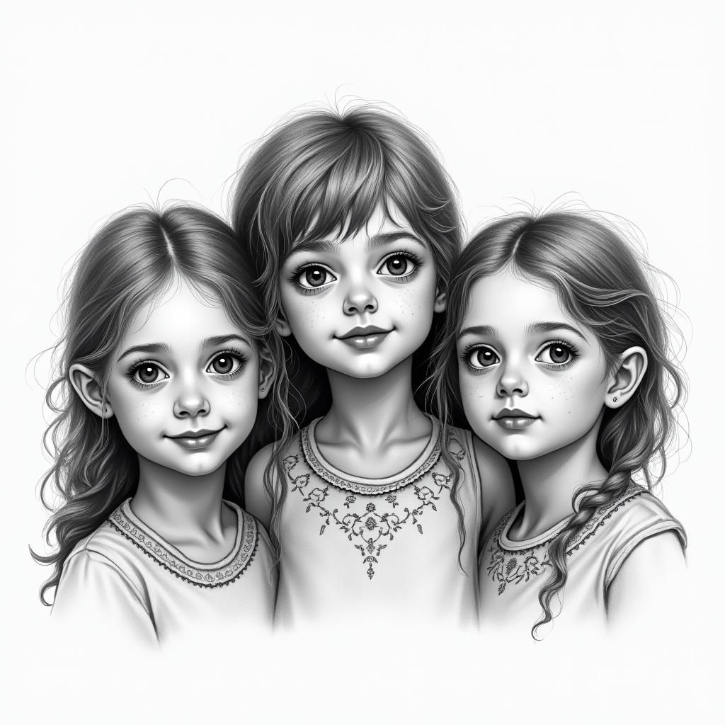 4 kids 3 girls and a boyhigly detailed tattoo - Variation 3