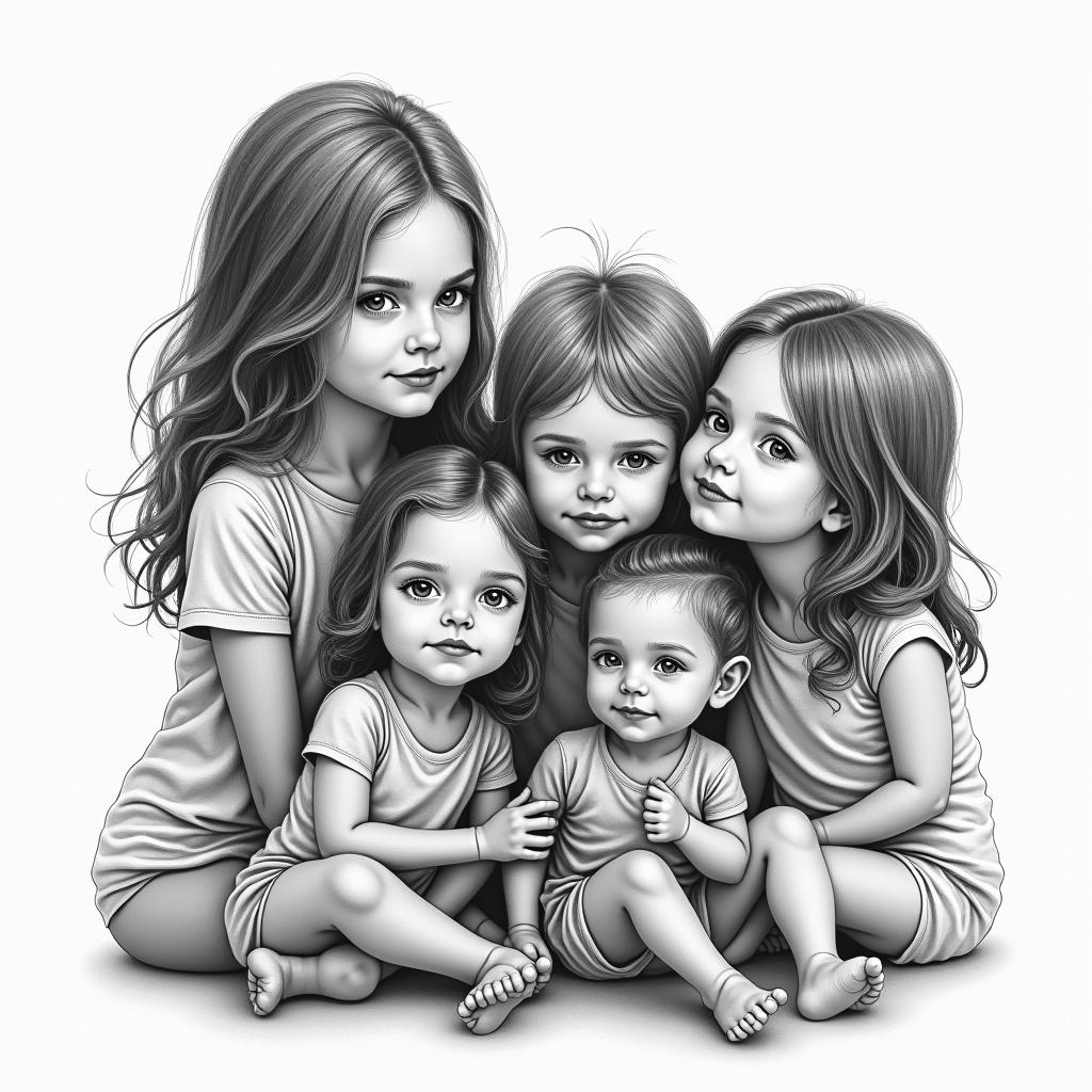 4 kids 3 girls and a boyhigly detailed tattoo - Variation 2