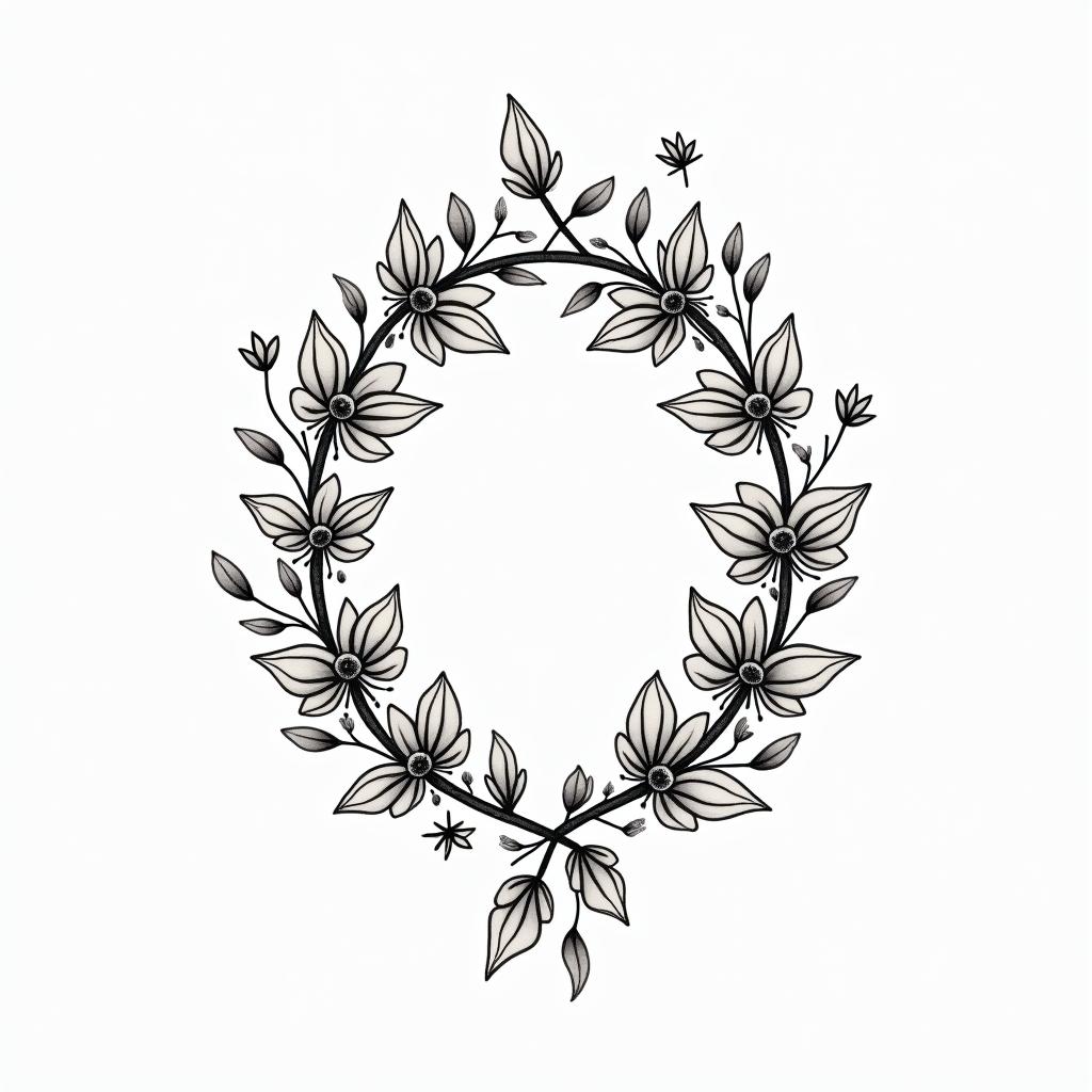 Bracelet floral, vine, butterflyin Modest style tattoo, featuring soft, delicate line work with simple and meaningful symbols, gentle waves, a heart, evoking a sense of serenity and grace, - Variation 6