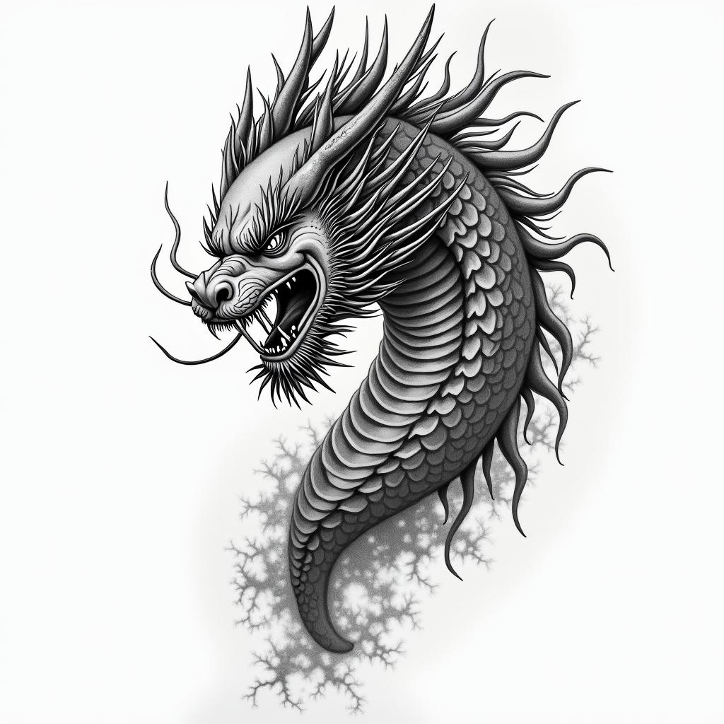 Melancholic ambiancein japanese style tattoo, detailed tattoo, traditional japanese culture tattoo, mythology, 8k