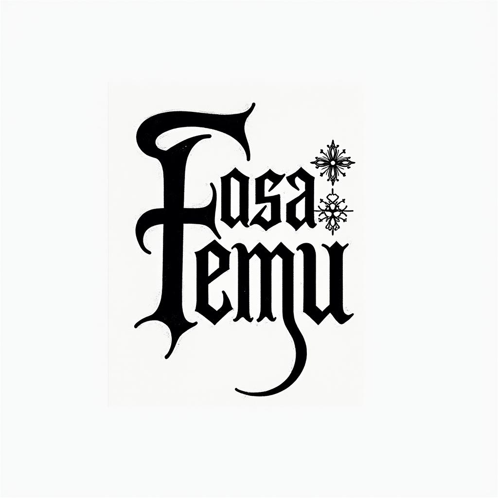 Femi, Aries, Lagos Nigeria, Fathertext-based tattoo, japanese font ultra-realistic, perfectly placed, high-quality font design, photo-realistic shading, 8k, high quality, finely detailed typograph