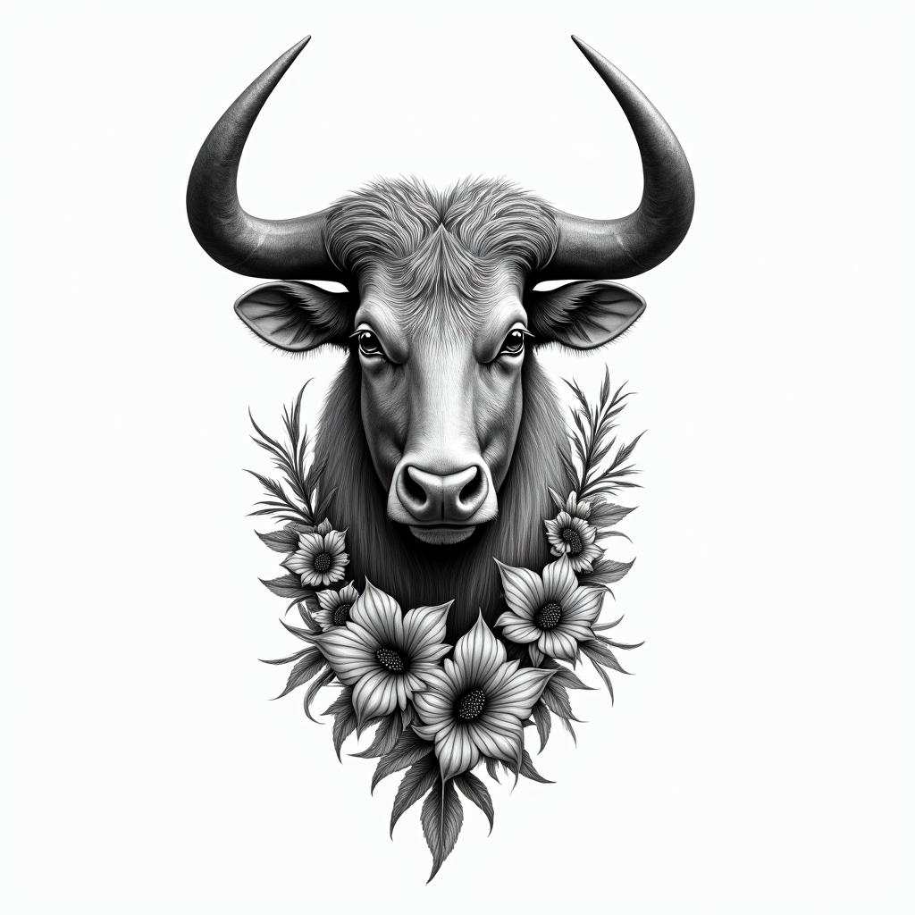 Analia, Taurus, Cuban, flowershigly detailed tattoo