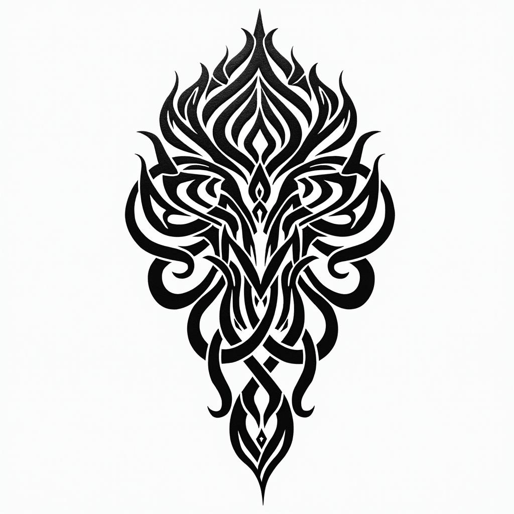 Kayke Scorpio 2007 malein tribal tattoo style, featuring bold and black geometric shapes, curved lines, intertwine and flow seamlessly, creating a powerful and symbolic design, polynesian and maori styles