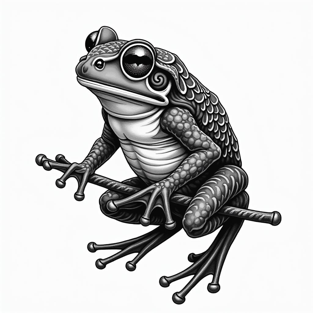 Samurai frogin japanese style tattoo, detailed tattoo, traditional japanese culture tattoo, mythology, 8k - Variation 3