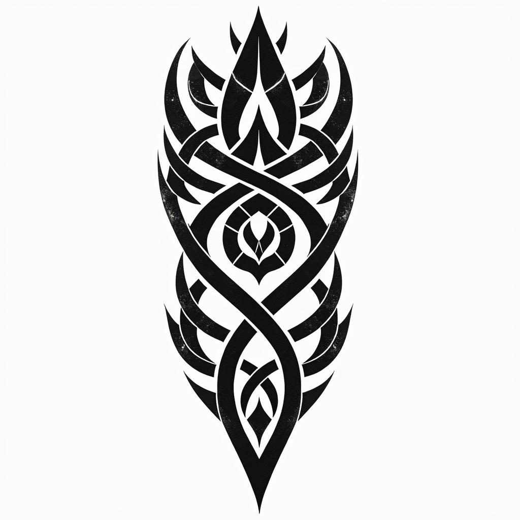 Santoshain tribal tattoo style, featuring bold and black geometric shapes, curved lines, intertwine and flow seamlessly, creating a powerful and symbolic design, polynesian and maori styles - Variation 2