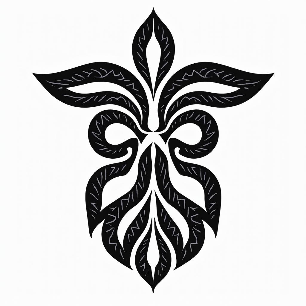 Santoshain tribal tattoo style, featuring bold and black geometric shapes, curved lines, intertwine and flow seamlessly, creating a powerful and symbolic design, polynesian and maori styles - Variation 3