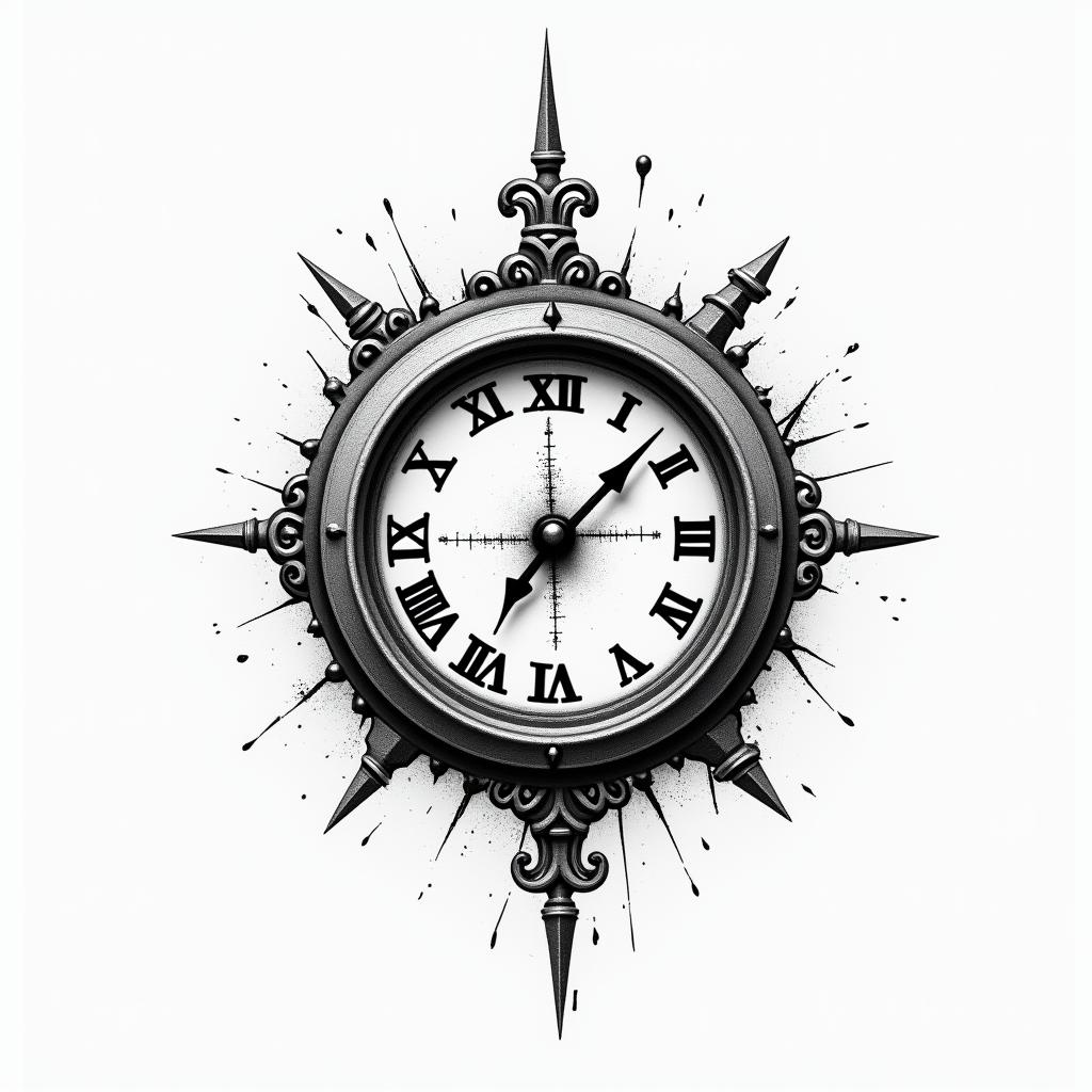 Broken sand timerhigly detailed tattoo - Variation 3