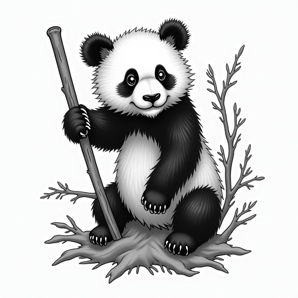 Pandain japanese style tattoo, detailed tattoo, traditional japanese culture tattoo, mythology, 8k - Variation 3