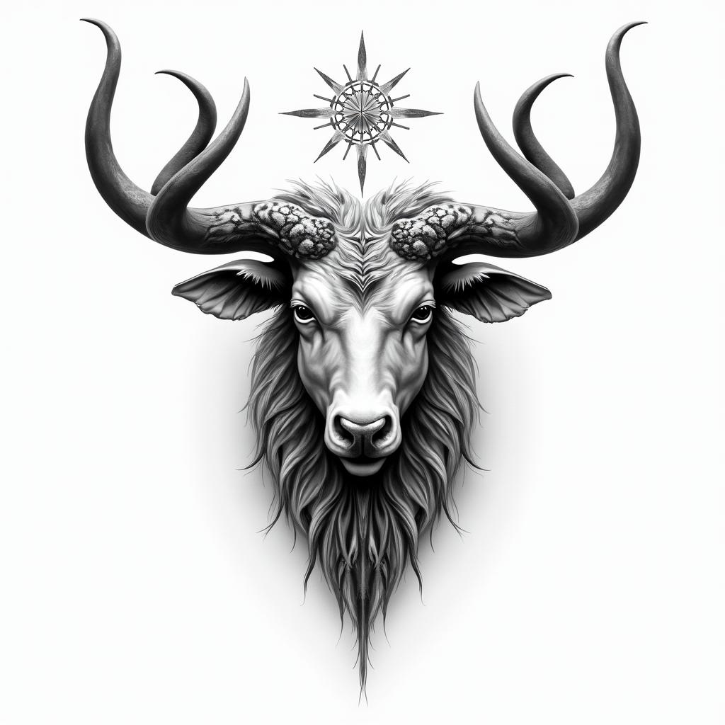 Taurus and spiritualhigly detailed tattoo - Variation 3