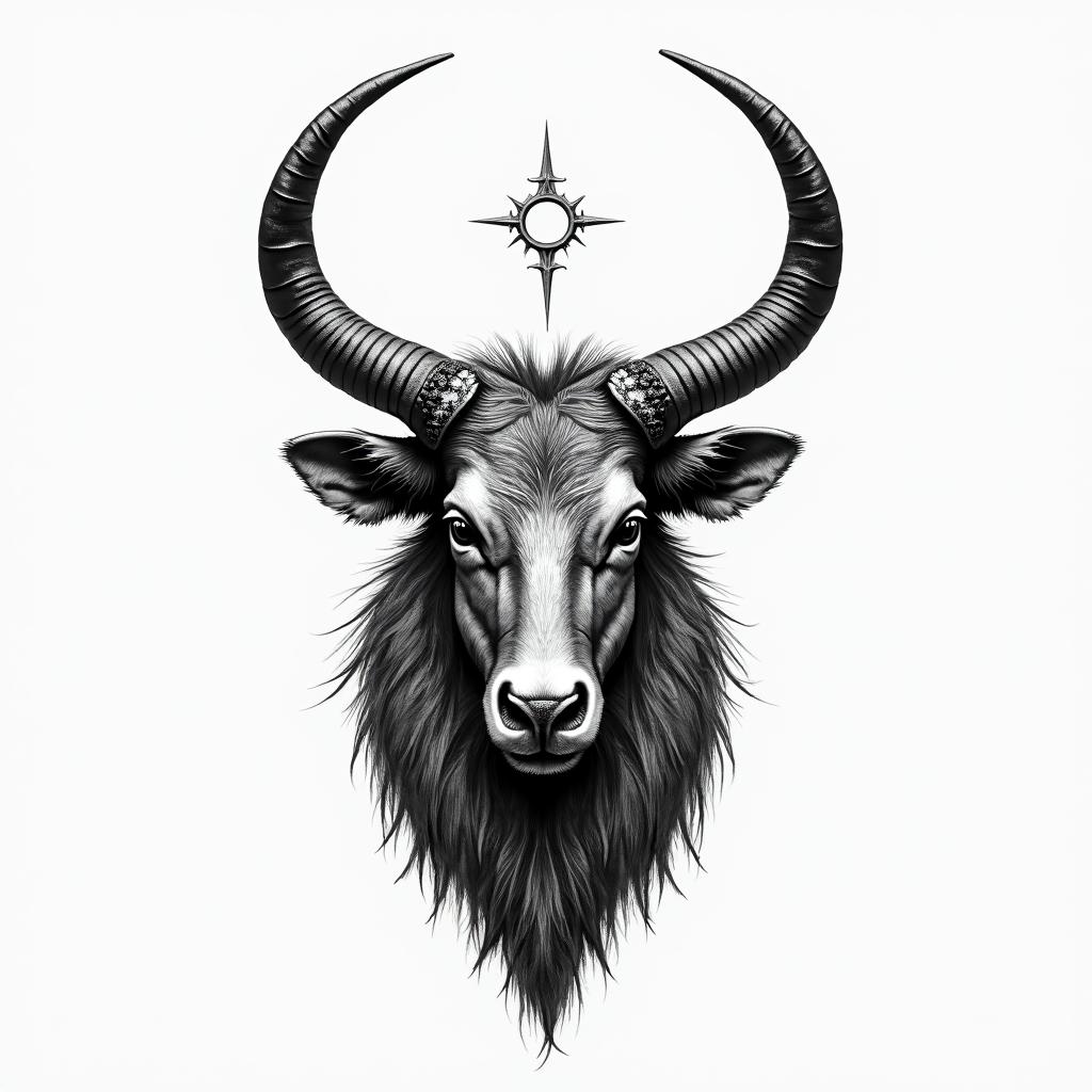 Taurus and spiritualhigly detailed tattoo - Variation 4